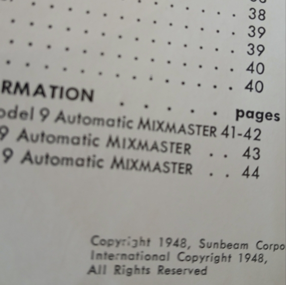 Vintage Sunbeam Automatic Mixmaster, 1948 Edition in Classic White Booklet - Picture 14 of 14